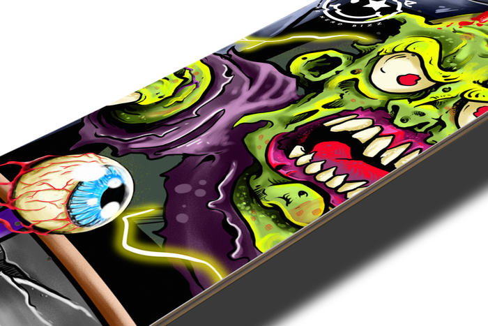 Nerdee's Skate Shop "Arcade Zombie" (zoomed-in) Skateboard Deck