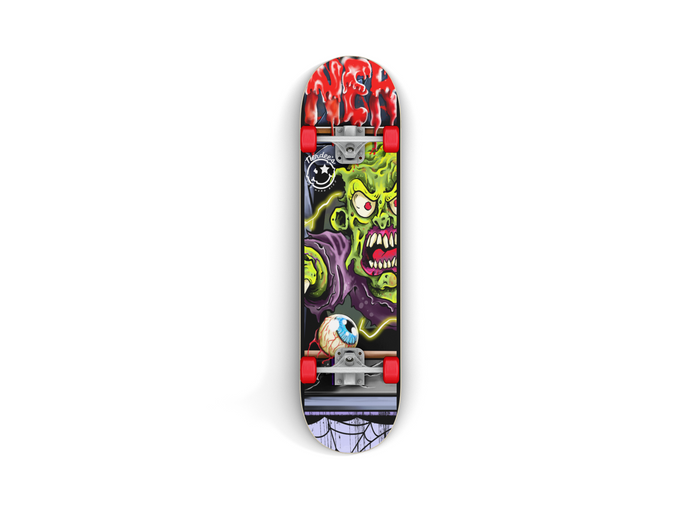 Nerdee's Skate Shop "Arcade Zombie" (zoomed-in) Skateboard Deck