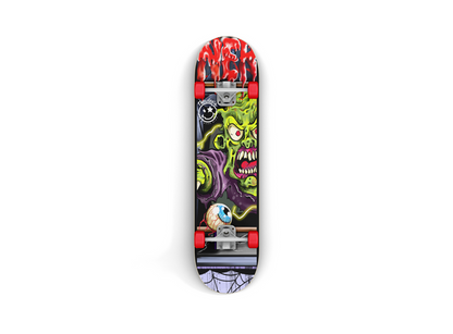 Nerdee's Skate Shop "Arcade Zombie" (zoomed-in) Skateboard Deck