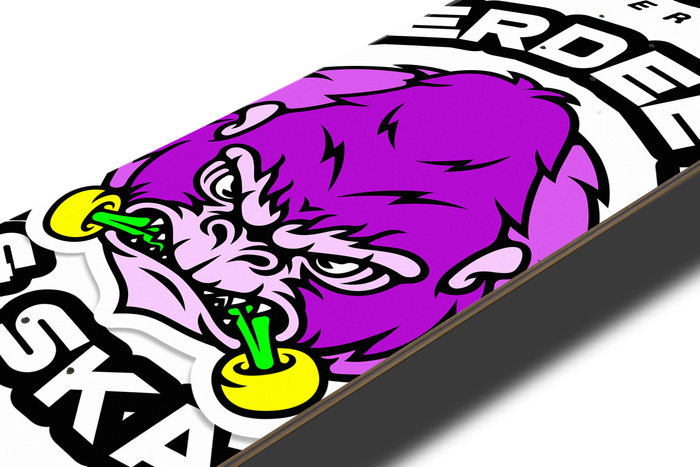Nerdee's Skate Shop "Grape Ape" Logo (WHT Design 01) -  Skateboard Deck