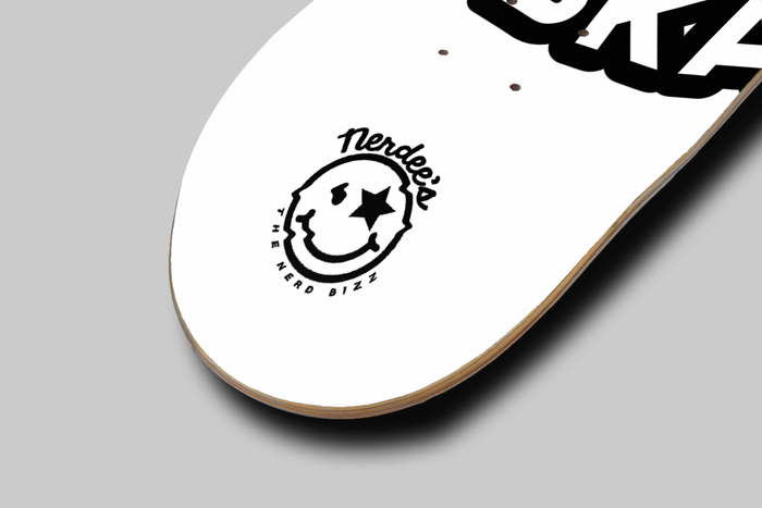 Nerdee's Skate Shop "Grape Ape" Logo (WHT Design 01) -  Skateboard Deck
