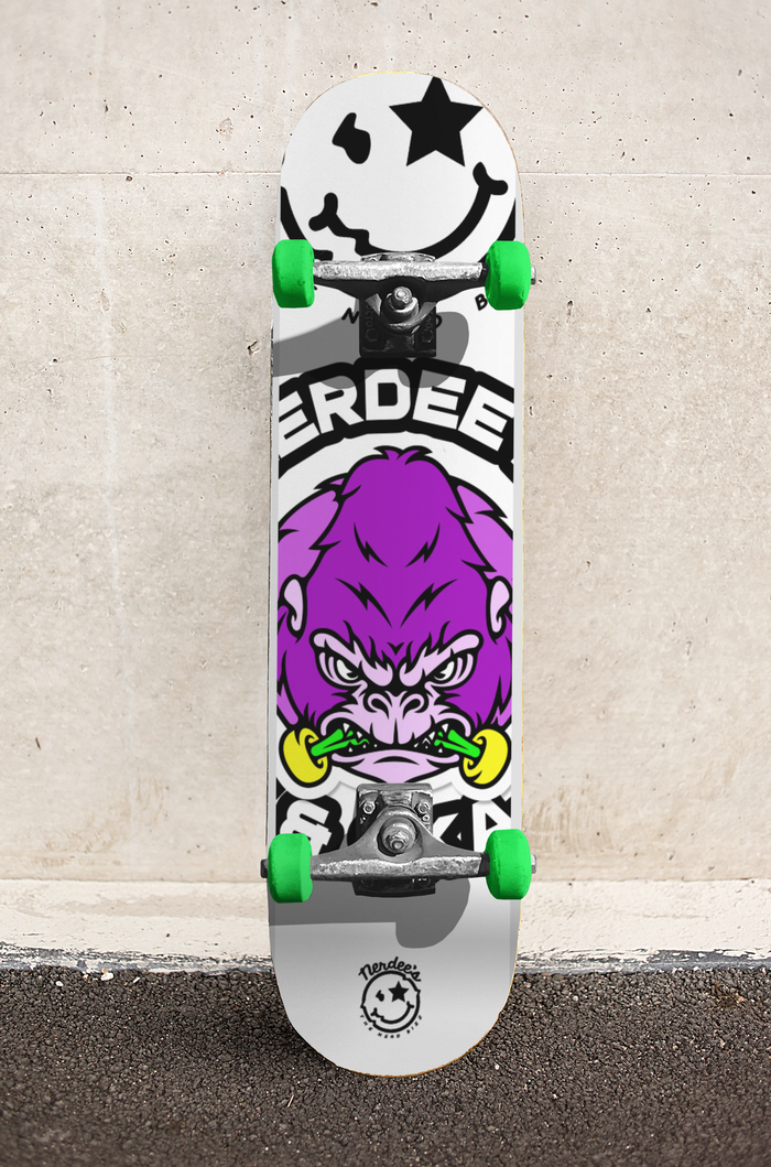Nerdee's Skate Shop "Grape Ape" Logo (WHT Design 01) -  Skateboard Deck