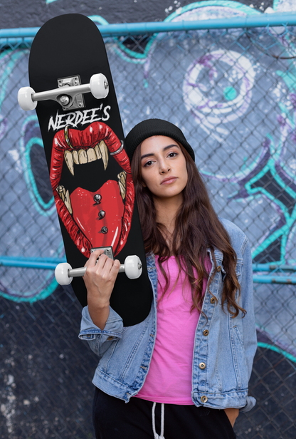 Nerdee's Skate Shop "Long in the Tooth"  (zoomed in) -  Skateboard Deck