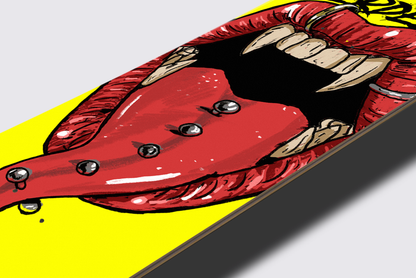 Nerdee's Skate Shop "Long in the Tooth"  (zoomed in) -  Skateboard Deck