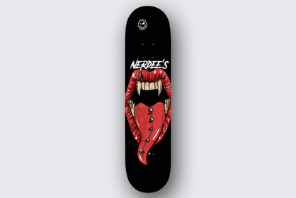 Nerdee's Skate Shop "Long in the Tooth"  (zoomed in) -  Skateboard Deck