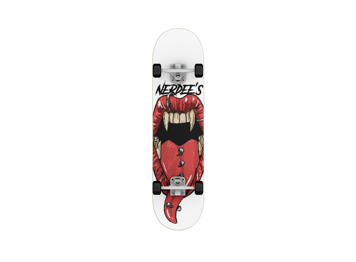 Nerdee's Skate Shop "Long in the Tooth"  (zoomed in) -  Skateboard Deck