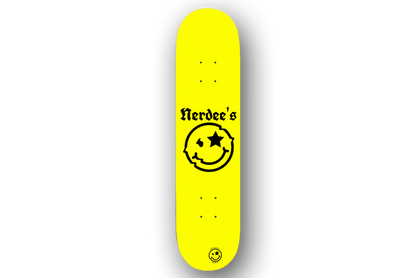 Nerdee's Skate Shop "Mr. Smiley" Logo Skateboard Deck