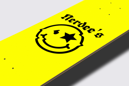 Nerdee's Skate Shop "Mr. Smiley" Logo Skateboard Deck