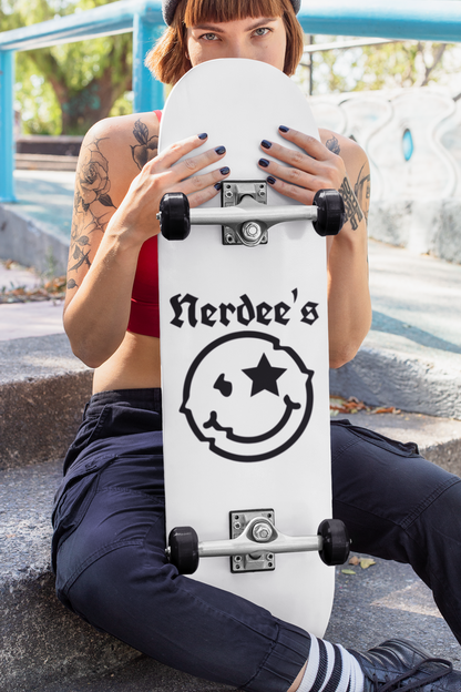 Nerdee's Skate Shop "Mr. Smiley" Logo Skateboard Deck