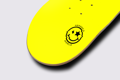 Nerdee's Skate Shop "Mr. Smiley" Logo Skateboard Deck