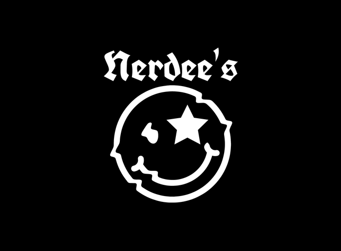 Nerdee's Skate Shop "Mr. Smiley" Logo Skateboard Deck