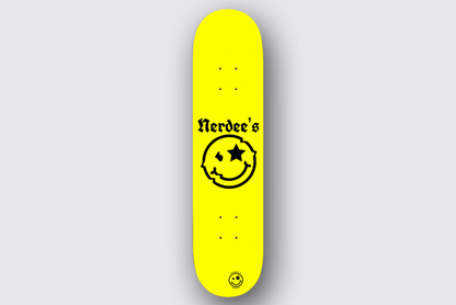Nerdee's Skate Shop "Mr. Smiley" Logo Skateboard Deck