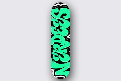 Nerdee's Skate Shop "Nerdee Green Graffiti Logo Zoom" Skateboard Deck