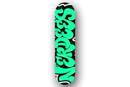 Nerdee's Skate Shop "Nerdee Green Graffiti Logo Zoom" Skateboard Deck