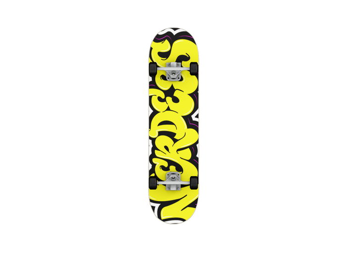 Nerdee's Skate Shop "Yellow Graffiti Logo Zoom" Skateboard Deck