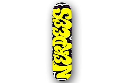 Nerdee's Skate Shop "Yellow Graffiti Logo Zoom" Skateboard Deck