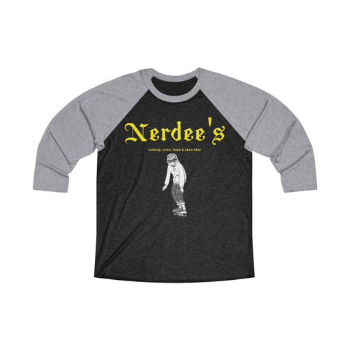 Nerdee's "Skater Dude" (Yellow) - Unisex Tri-Blend 3/4 Raglan Tee