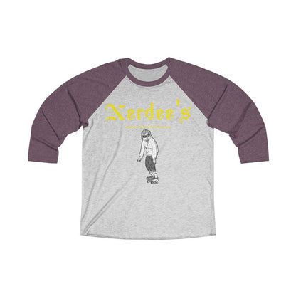 Nerdee's "Skater Dude" (Yellow) - Unisex Tri-Blend 3/4 Raglan Tee