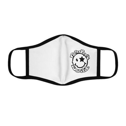 Nerdee's World Mr. Smiley Logo (Blk/Wht) - Fitted Polyester Face Mask - White