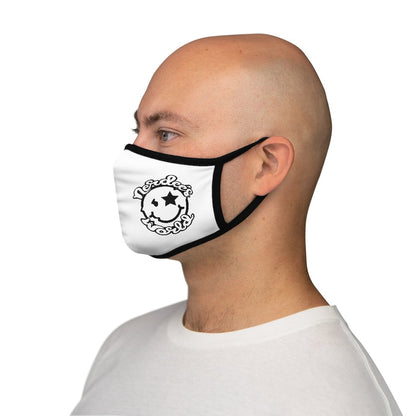 Nerdee's World Mr. Smiley Logo (Blk/Wht) - Fitted Polyester Face Mask - White