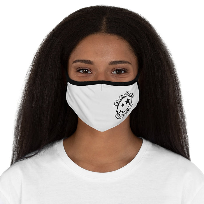 Nerdee's World Mr. Smiley Logo (Blk/Wht) - Fitted Polyester Face Mask - White