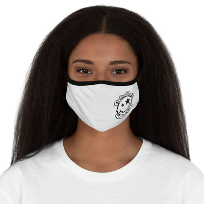 Nerdee's World Mr. Smiley Logo (Blk/Wht) - Fitted Polyester Face Mask - White