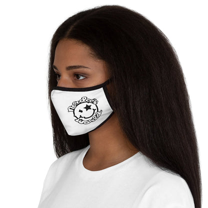 Nerdee's World Mr. Smiley Logo (Blk/Wht) - Fitted Polyester Face Mask - White