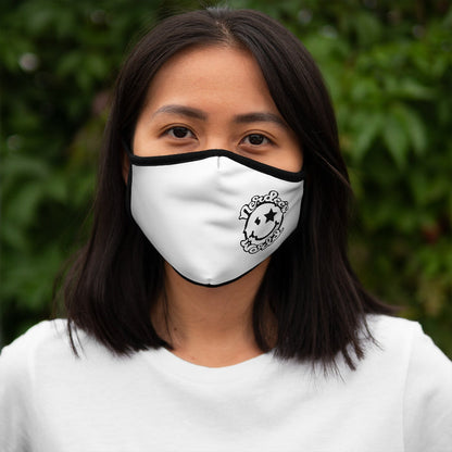 Nerdee's World Mr. Smiley Logo (Blk/Wht) - Fitted Polyester Face Mask - White