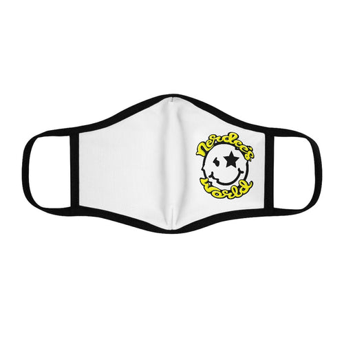 Nerdee's World Mr. Smiley Logo (Yel/Wht) - Fitted Polyester Face Mask