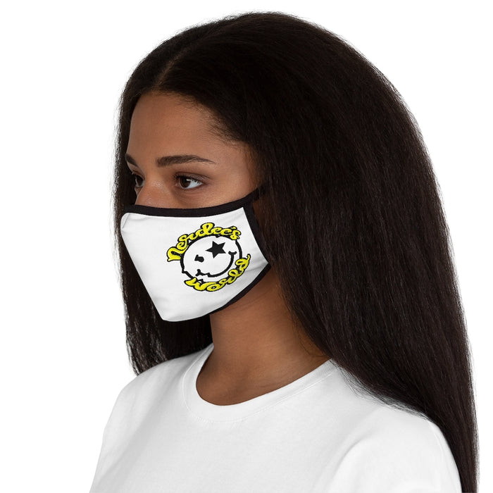 Nerdee's World Mr. Smiley Logo (Yel/Wht) - Fitted Polyester Face Mask