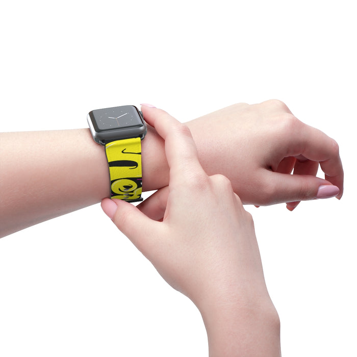 Nerdee's "Yellow Graffiti" Logo Watch Band - (Design 01) Dark Gray