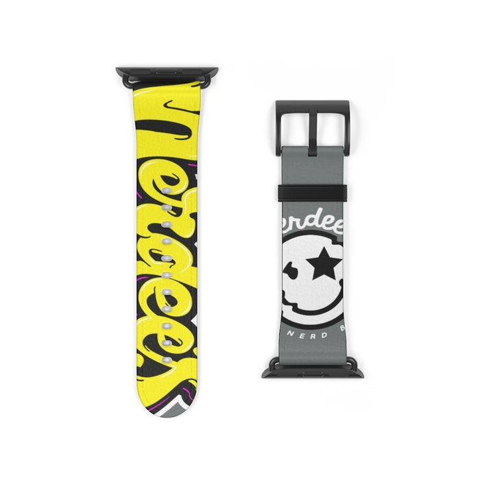 Nerdee's "Yellow Graffiti" Logo Watch Band - (Design 01) Dark Gray