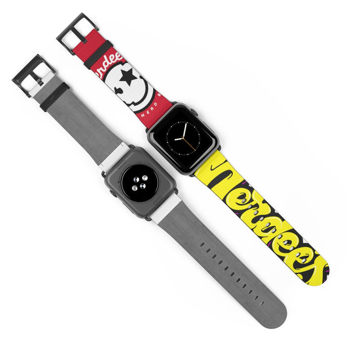 Nerdee's "Yellow Graffiti" Logo Watch Band - (Design 01) Dark Red