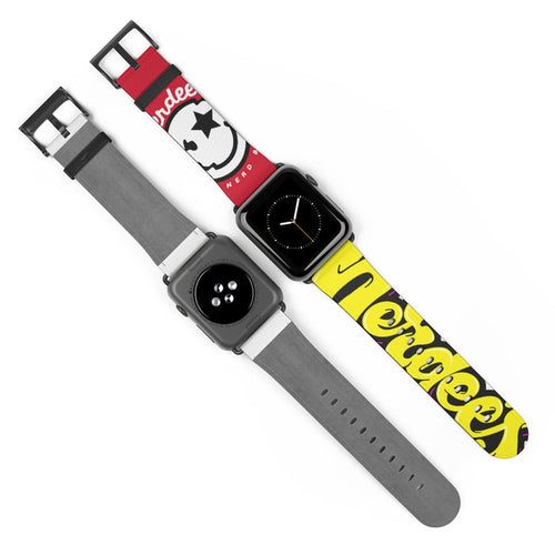 Nerdee's "Yellow Graffiti" Logo Watch Band - (Design 01) Dark Red