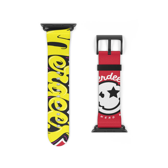 Nerdee's "Yellow Graffiti" Logo Watch Band - (Design 01) Dark Red