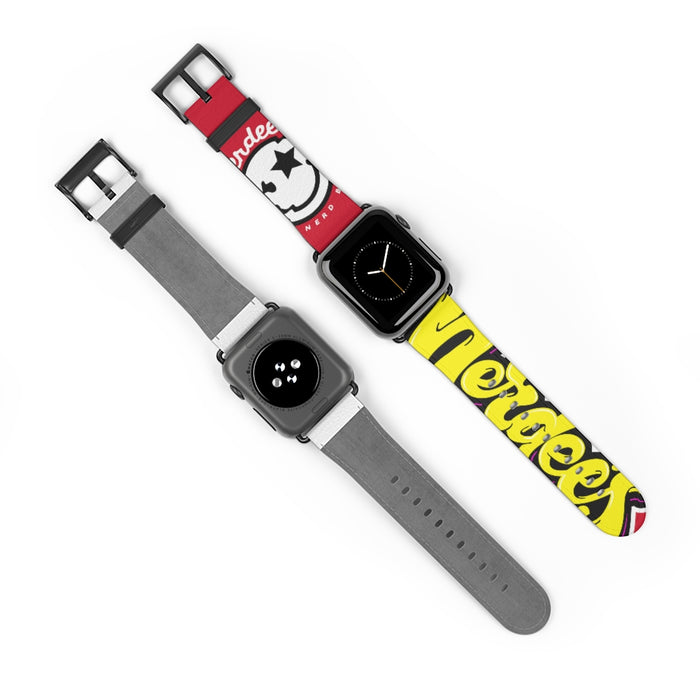 Nerdee's "Yellow Graffiti" Logo Watch Band - (Design 01) Dark Red
