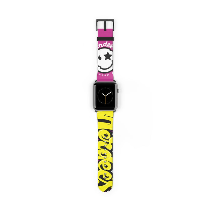 Nerdee's "Yellow Graffiti" Logo Watch Band - (Design 01) Hot Pink