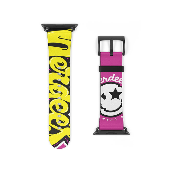 Nerdee's "Yellow Graffiti" Logo Watch Band - (Design 01) Hot Pink