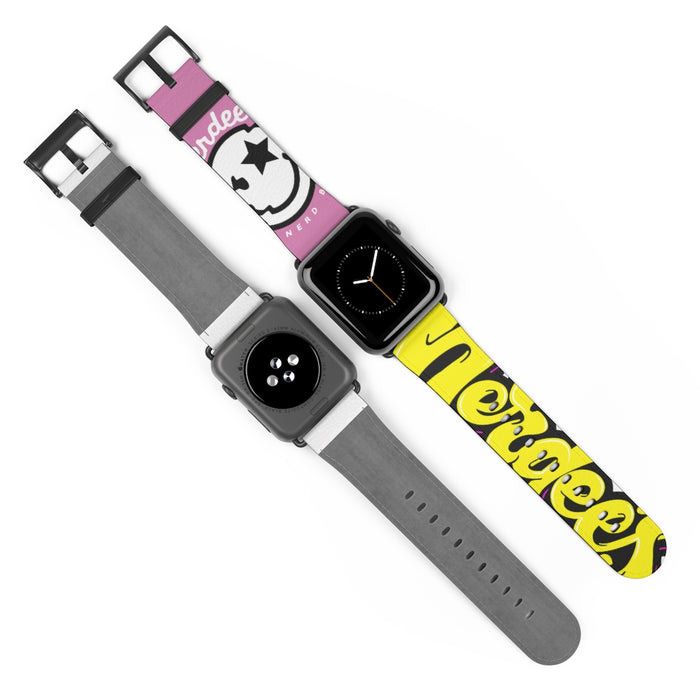 Nerdee's "Yellow Graffiti" Logo Watch Band - (Design 01) Pink