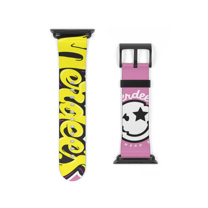 Nerdee's "Yellow Graffiti" Logo Watch Band - (Design 01) Pink