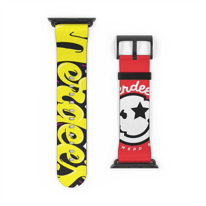 Nerdee's "Yellow Graffiti" Logo Watch Band - (Design 01) Red