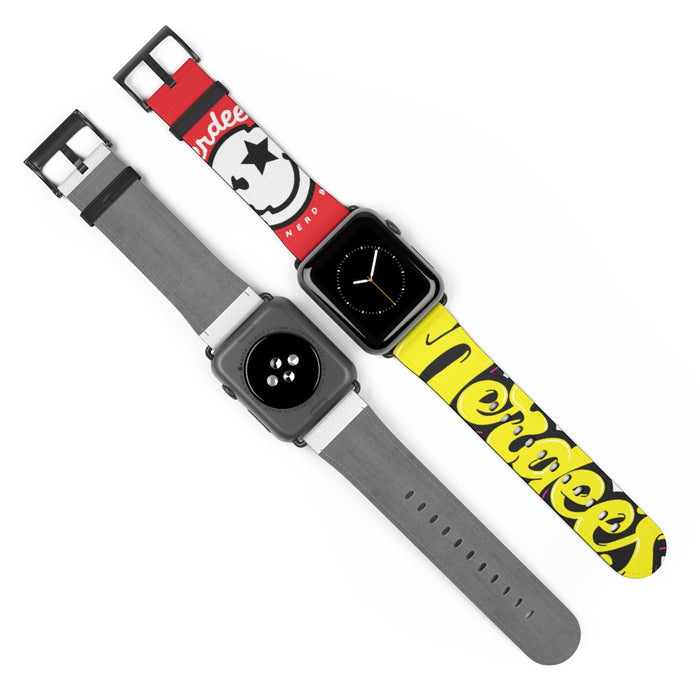 Nerdee's "Yellow Graffiti" Logo Watch Band - (Design 01) Red