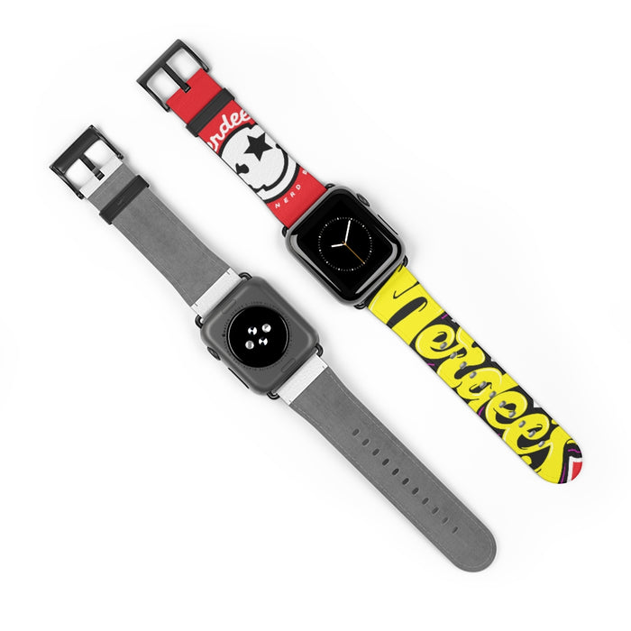Nerdee's "Yellow Graffiti" Logo Watch Band - (Design 01) Red