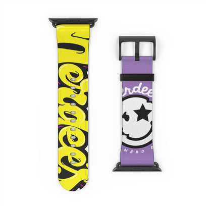 Nerdee's "Yellow Graffiti" Logo Watch Band - (Design 01) Violet