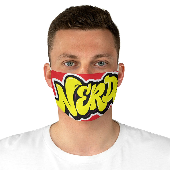 Nerdee's Yellow Logo Close-Up Fabric Face Mask - Red