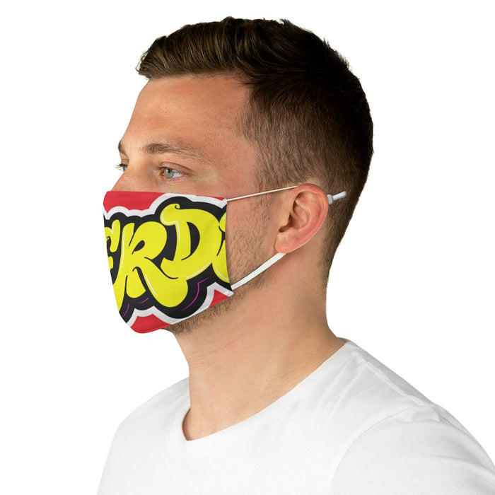 Nerdee's Yellow Logo Close-Up Fabric Face Mask - Red
