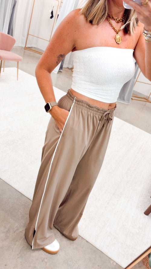 On The Go Track Pants-Taupe
