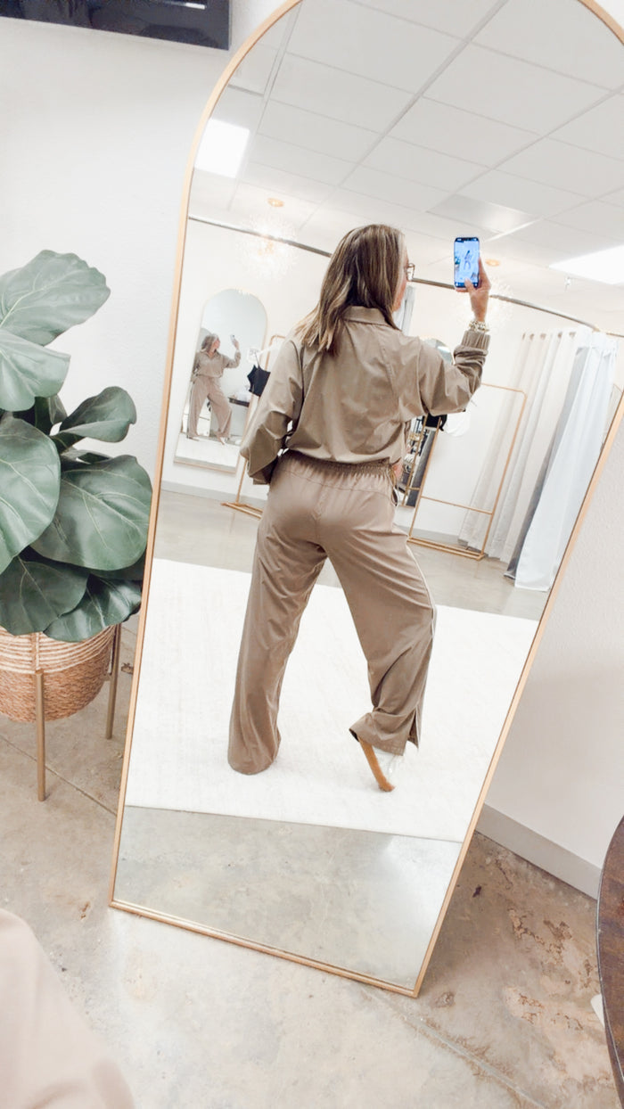 On The Go Track Pants-Taupe