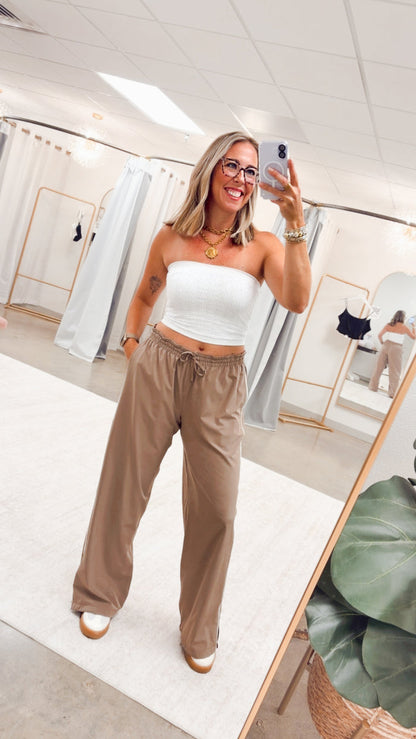 On The Go Track Pants-Taupe