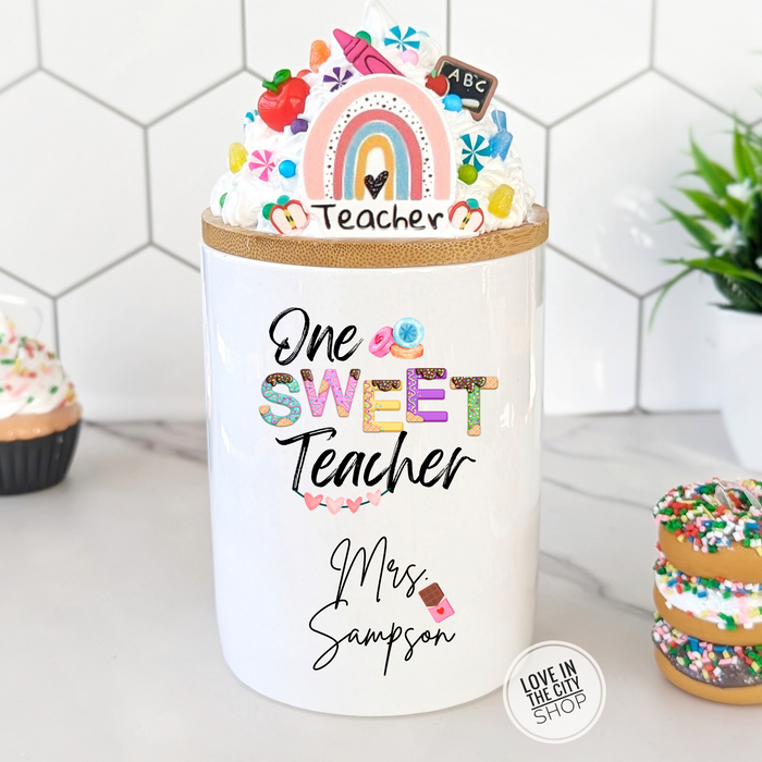 One Sweet Teacher Ceramic Candy Jar